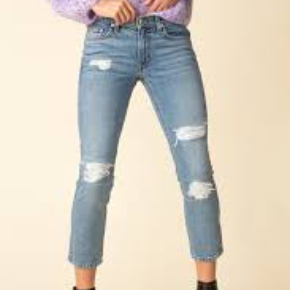 Derek Lam 10 Crossby Jeans Size 25 Distressed Ankle Length Light Wash